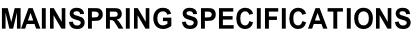 MAINSPRING SPECIFICATIONS